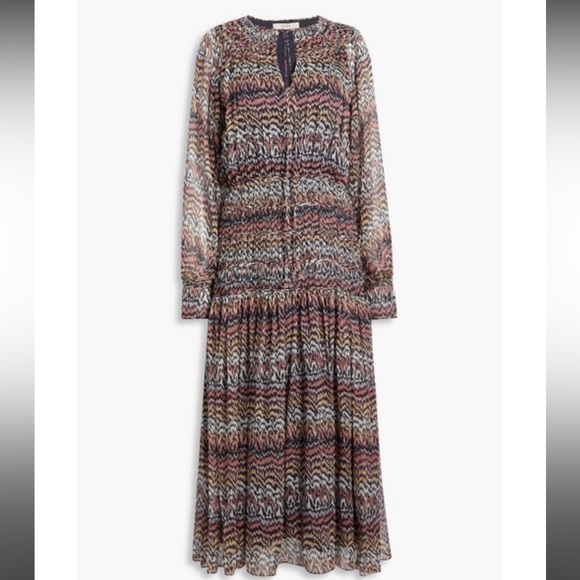 Joie Women's Pink Athal Tiered Printed Silk-georgette Midi Dress - Picture 2 of 5